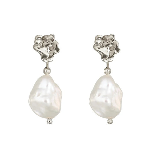 Giant's Causeway Pearl Earrings - Sterling Silver