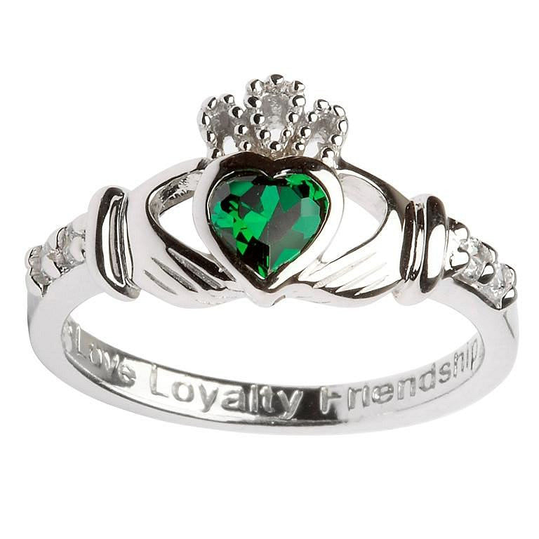 May Birthstone Claddagh Ring