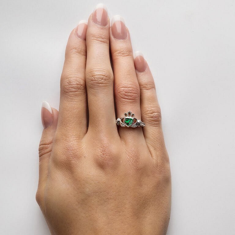 May Birthstone Claddagh Ring