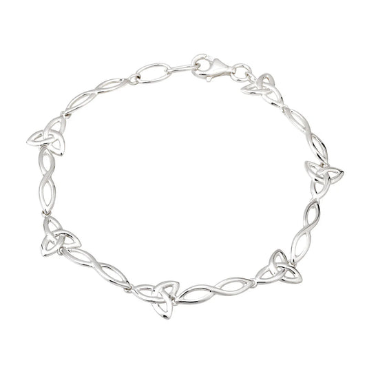 Sterling Silver Eternity Trinity Knot Linked Bracelet