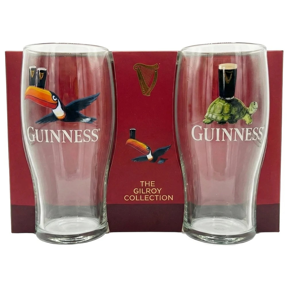 Guinness Gilroy Toucan & Tortoise Pint Glass Set