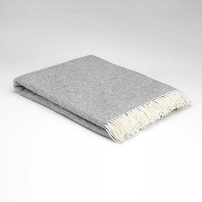 XL Irish Wool Throw - Grey Herringbone
