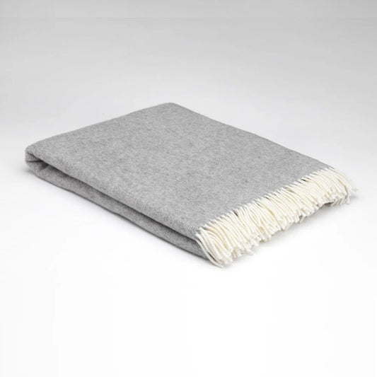 XL Irish Wool Throw - Grey Herringbone