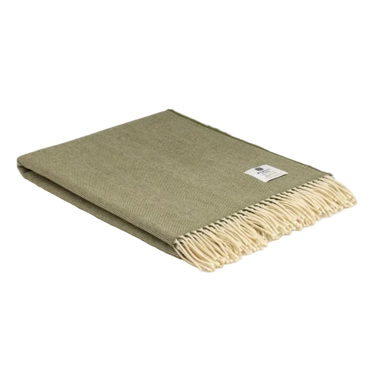XL Irish Wool Throw - Fern Herringbone